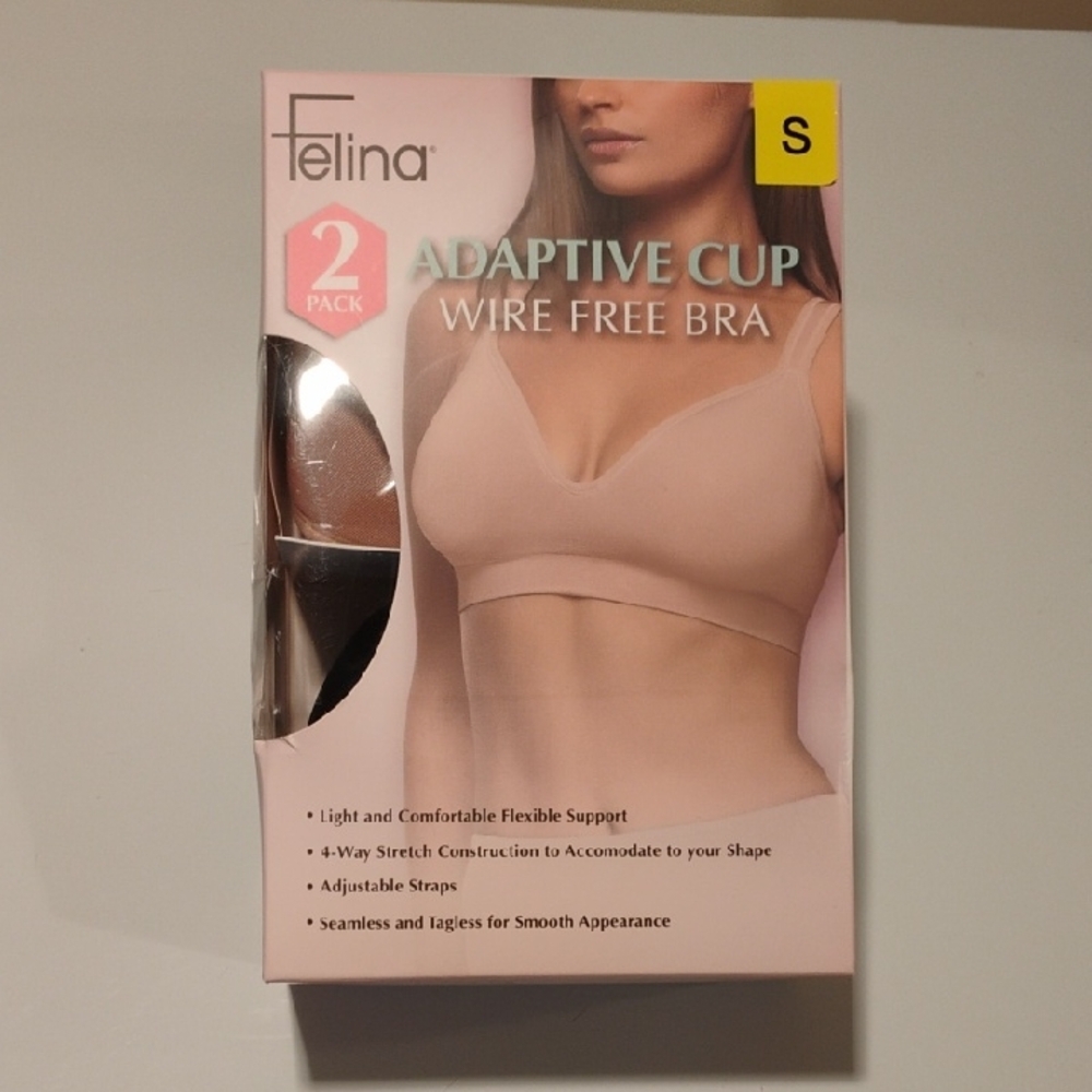 Felina Adaptive Cup Wire Free Bra - Nude/Black (2 Pack)